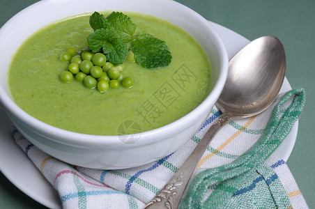 早材绿色豆粉汤时间饮食浓汤纤维素肉汤蔬菜营养地烹饪碳水化合物背景