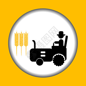 驾驶图标农夫图标与拖拉机背景