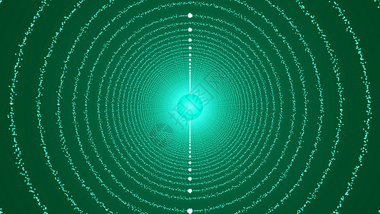 绿色圆形粒子颗粒形成圆形隧道运动橙子漩涡光环力量原子科学眼睛文摘线条背景