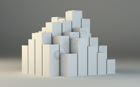 白色 boxe 的抽象 3d 插图商业景观正方形摩天大楼街道工程反射坡度线条建筑背景图片