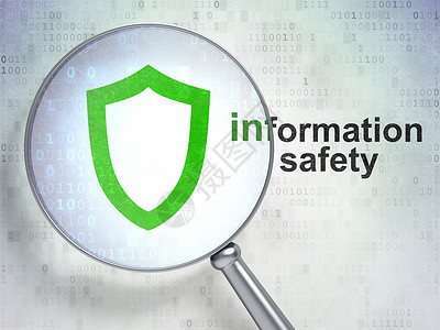 安全概念 带光玻璃的蒙面盾牌和信息安全背景图片
