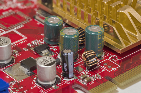 电路板元素电子电路板特写 u电脑技术木板电气母板芯片主板电阻器控制器金属背景