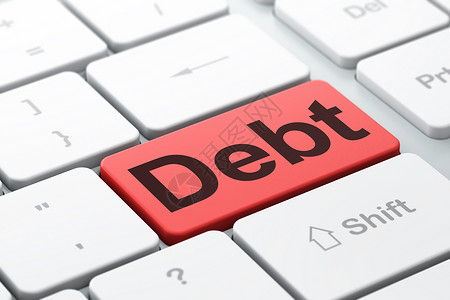 债务税银行业务概念 债务在计算机键盘背景背景