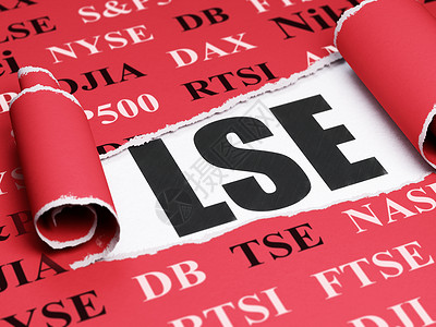 股票文字素材股票市场指数概念 在撕破纸下的黑文字 LSE背景