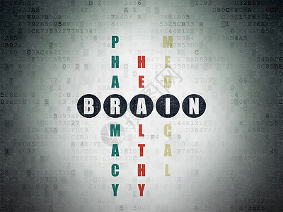 数字大脑填字游戏中的健康概念大脑数据康复测验代码科学医生疾病绘画药店治疗背景