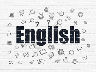 英语单词素材在背景墙上学习概念英语知识绘画灰色教育建筑黑色网络草图教练教学背景
