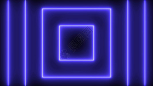 渲染蓝色霓虹抽象与霓虹广场的抽象背景流行音乐舞蹈几何学射线激光紫色对比度立方体蓝色动画片背景