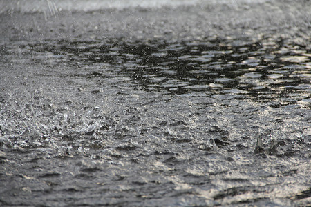 地面大雨雨量飞溅天气波纹淋浴水坑水滴雨滴灰色背景