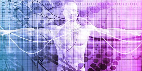 文案可修改数字健康系统数据诊断记录网络身体扫描卫生商业电子人治疗背景