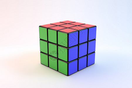 金字塔魔方魔方S立方体蓝色白色逻辑骰子学习正方形娱乐解决方案红色黄色背景