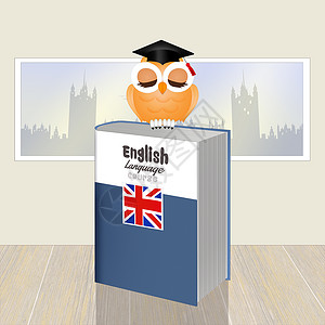 英语课程英语班教育学校班级快乐学习笔记本国际外国猫头鹰文凭背景