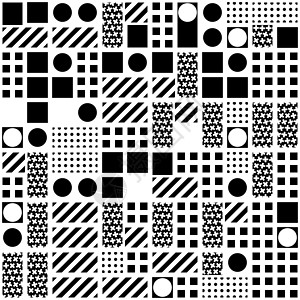 装饰几何形状平铺 单色不规则图案 抽象的黑白背景 艺术装饰格子插图马赛克正方形墙纸包装纺织品打印网格条纹几何学背景图片