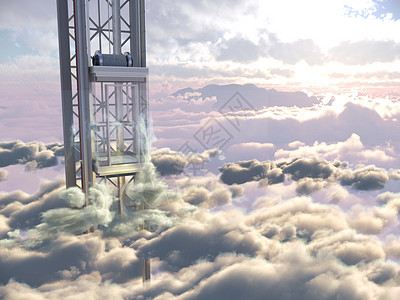 大天p图素材天云背景概念构成 3d 演示文的空空天空电梯概念图示城市太阳世界地面材料酒店建造办公室缆车车轮背景