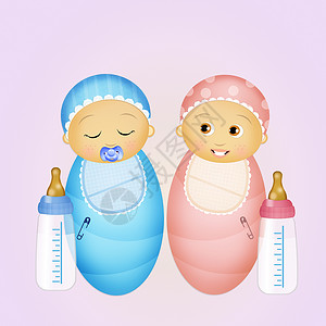 新生插图带有婴儿瓶子的婴儿孩子们明信片面孔公告插图新生奶嘴奶瓶迎婴苗圃背景