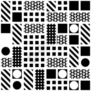 装饰几何形状平铺 单色不规则图案 抽象的黑白背景 艺术装饰格子风格插图纺织品打印正方形网格几何学条纹墙纸包装背景图片