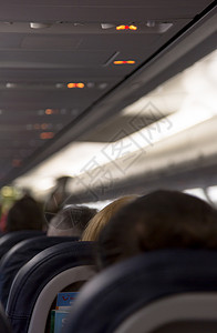 一路顺风乘客在飞机上坐着 准备出发世界走廊经济服务椅子商业航空公司航程旅行压力背景