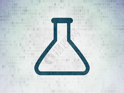 烧杯图标数字数据纸背景上的科学概念烧瓶玻璃管子实验实验室化学品绘画教育烧瓶瓶子学校背景