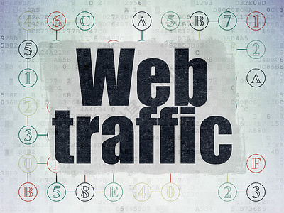 网站流量Web 开发概念 Web 流量在数字数据纸背景上代码文本托管网站字母白色流程图编程绘画交通背景