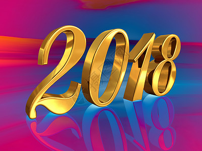 新年晚会横幅2018 节日背景上的金色 3D 数字火花卡片问候语晚会海报日历金子新年横幅假期背景