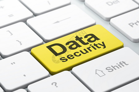 数据安全防护计算机键盘背景上的安全概念数据安全技术裂缝攻击3d按钮隐私警报财产监护人渲染背景