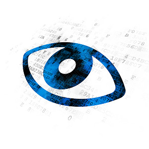 像素字安全概念 对数字背景的观察数据裂缝蓝色密码展示网络别针屏幕犯罪眼球背景