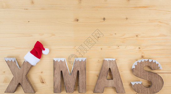 XMAS 马克庆典帽子传统木头装饰背景图片