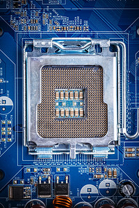 蓝色电子电路板母板处理器高科技芯片电路微电子记忆电脑主板导体背景图片
