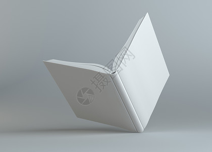 灰色背景上的白空打开书对象包装空白白色盒子纸板地方商业3d渲染背景图片
