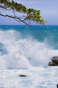 海浪和 se波浪风暴海岸天气皮屑速度力量海滩运动蓝色背景