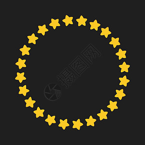 暗黑系花元素星形为圆形 星形边框图标在暗黑背景中被孤立联盟评分装饰品横幅陈述创造力网络成功插图圆圈背景