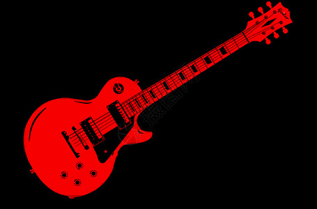 红色吉他在黑色上线圈绘画电器音乐艺术插图乌木艺术品蓝调摇滚乐背景图片