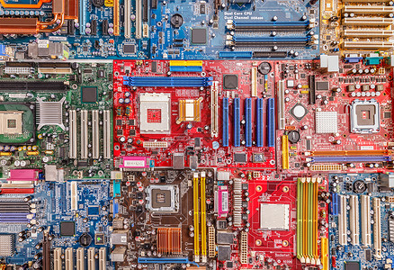 多个电子板电脑硬件母板宏观处理器卡片界面芯片技术背景图片