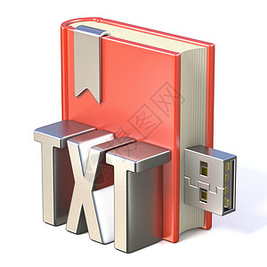 txteBook 图标金属 TXT 红书 USB 3D学习记忆棒网络渲染互联网闪光电子书记忆图书馆红色背景