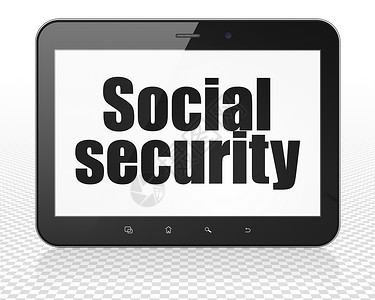 劳动与社会保障隐私概念 Tablet Pc 计算机与社会保障在显示背景