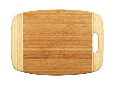 隔离的矩形竹木切削板黄色用具竹子划痕配饰厨房烹饪褐色白色木头背景图片