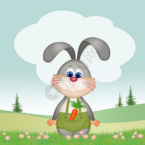 胡萝卜兔子明信片卡通片农场庆典动物耳朵插图快乐问候语背景图片
