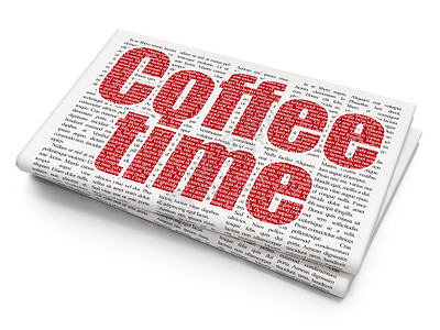 报纸背景上的时间轴概念咖啡时间高清图片