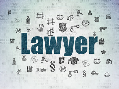 名字图标数字数据纸背景上的法律概念律师犯罪代码防御法庭判决书技术蓝色财产知识分子绘画背景