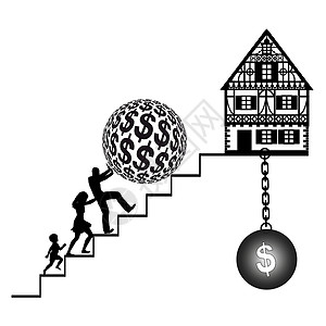 银行信贷住房贷款贷款债务压力插图房地产困苦家庭信贷分期付款房屋财产背景