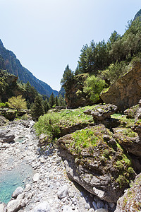 克里特-希腊     撒马利亚峡谷河床高清图片