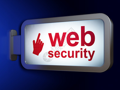 网络安全广告网络发展概念 广告牌背景上的网络安全和鼠标光标设计手指渲染3d服务器老鼠互联网海报灯箱木板背景