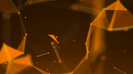 黄色几何三角形具有连接点和线的抽象多边形空间背景粒子科学星系宇宙黄色科幻活力三角形橙子数据背景