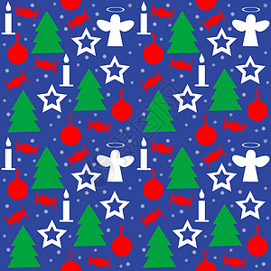 月牙星星装饰圣诞包装纸无缝模式雪花风格卡片装饰地球红色问候语包装绿色星星背景