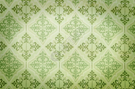 旧绿色墙纸棕色装潢复古老化漩涡风格样本水平装饰背景图片
