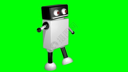 舞蹈视频背景在孤立的背景下行走的机器人  3D渲染扬声器动画片电子人跳跃车削金属技术科学形状手指背景