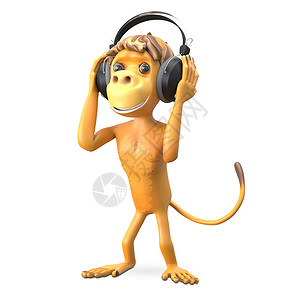 猴子音乐3D 耳机中的插图猴子背景