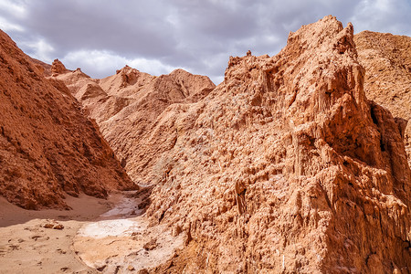 火星谷智利圣佩德罗阿塔卡马省石头地标天空荒野旅游旅行火星高原冒险蓝色背景