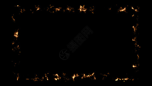 黑色背景上带有火框的抽象背景动画烟火燃料电影汽油火焰框架蓝色野火冒险背景
