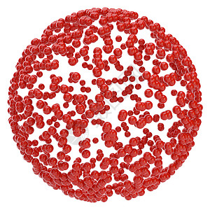 由小颗粒组成的红色抽象球体风格化学网络物理广告教育活力创新粒子装饰背景图片