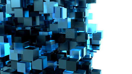 抽象演讲蓝色立方体抽象背景中心讲话广告舞台盒子演讲数字反射3d想像力背景